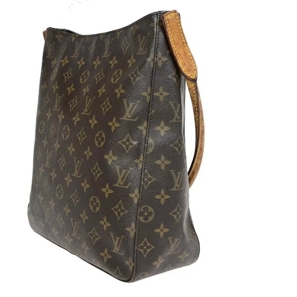 LOUIS VUITTON Logo Looping GM Shoulder Bag Monogram Leather Brown - Picture 2 of 16